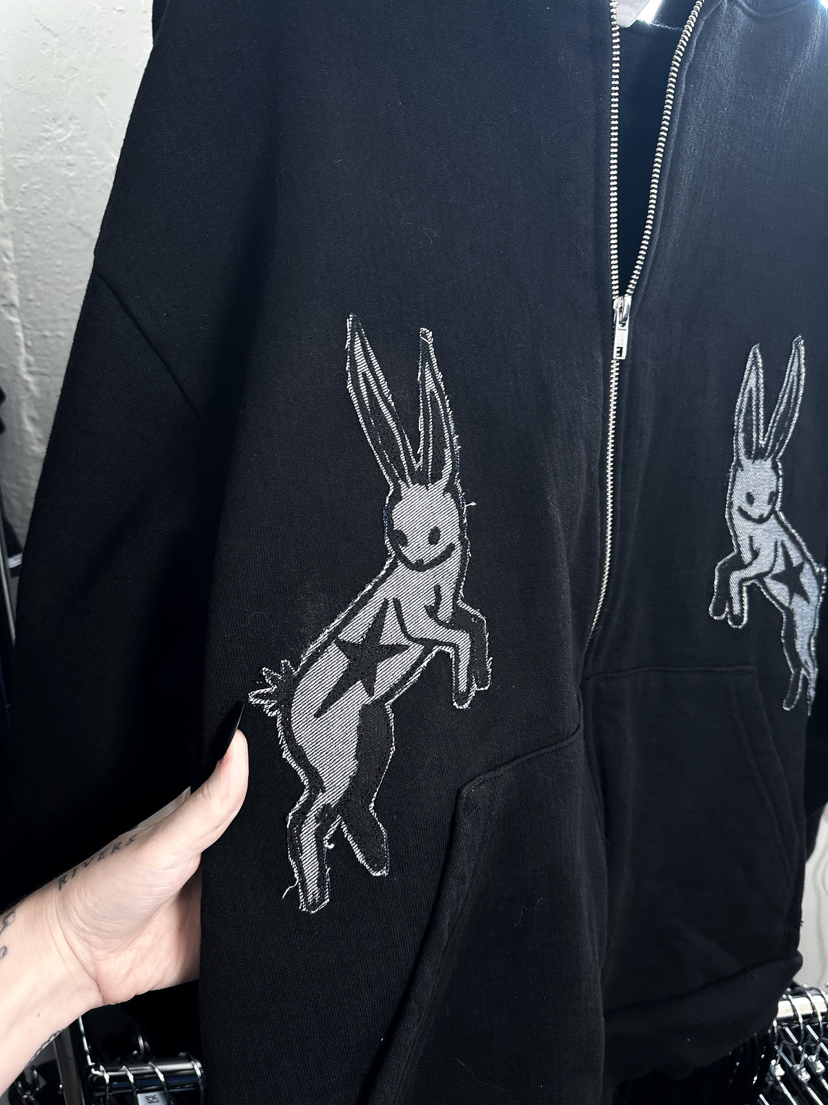 PATCHWORK BUNNIES zip hoodie - M