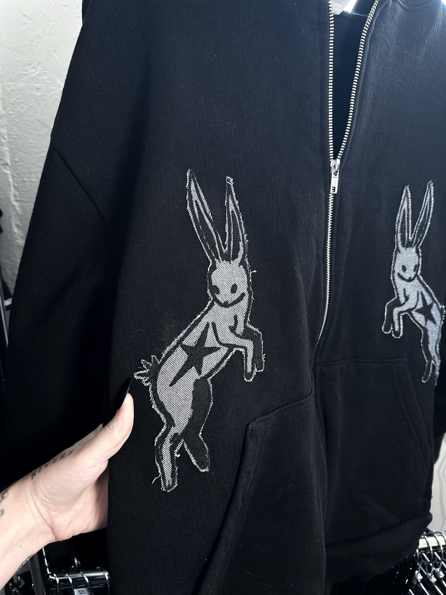 PATCHWORK BUNNIES zip hoodie - M