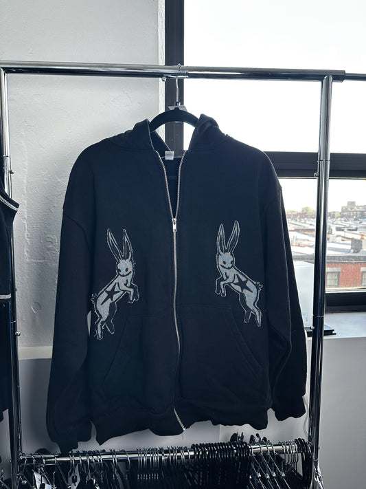 PATCHWORK BUNNIES zip hoodie - M